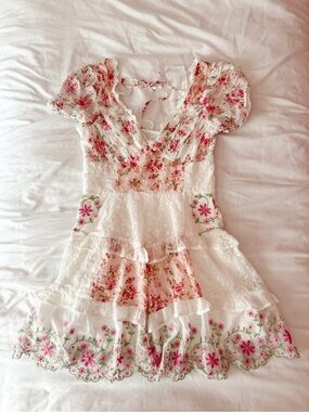 Altar’d State Alota Pink Multi Floral Mini Dress Size Small